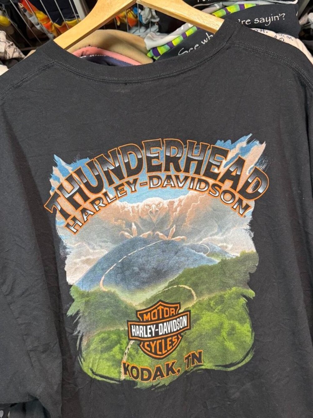Harley Davidson thunderhead Kodak TN eagle cloud graphic t shirt black